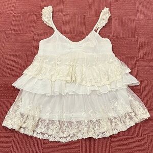 Cecico large Womens Lacey frilly camisole / blouse top